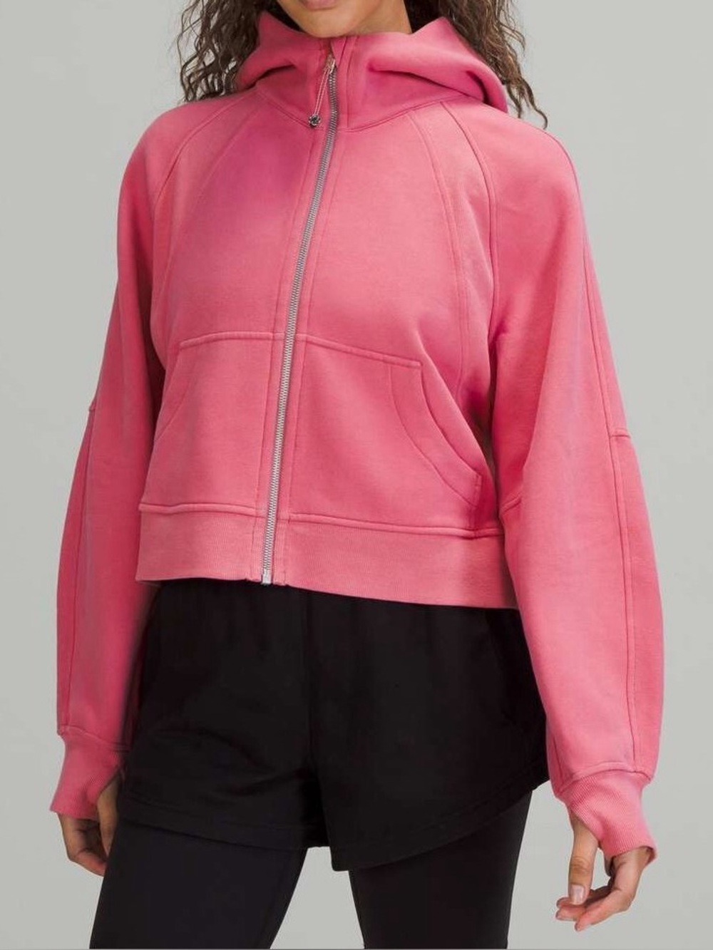 Lululemon Scuba Oversized Full Zip Hoodie M/L Pink Blossom Cropped Fleece